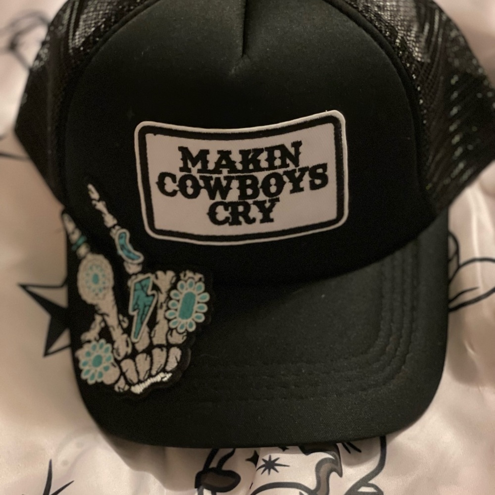 Black Trucker Hat with Embroidered Patch
